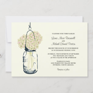 Hydrangea & Mason Jar Wedding Invitations