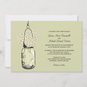 Hydrangea & Mason Jar Wedding Invitations