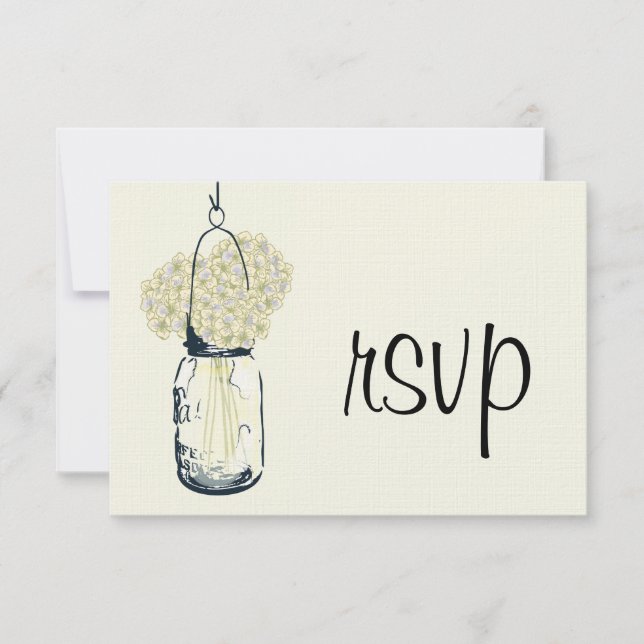 Hydrangea & Mason Jar Wedding RSVP (Devant)