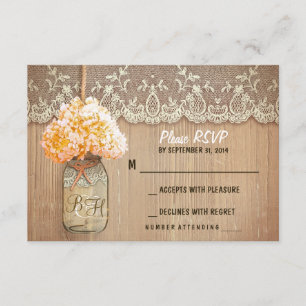 hydrangea mason pot mariage rustique cartes RSVP