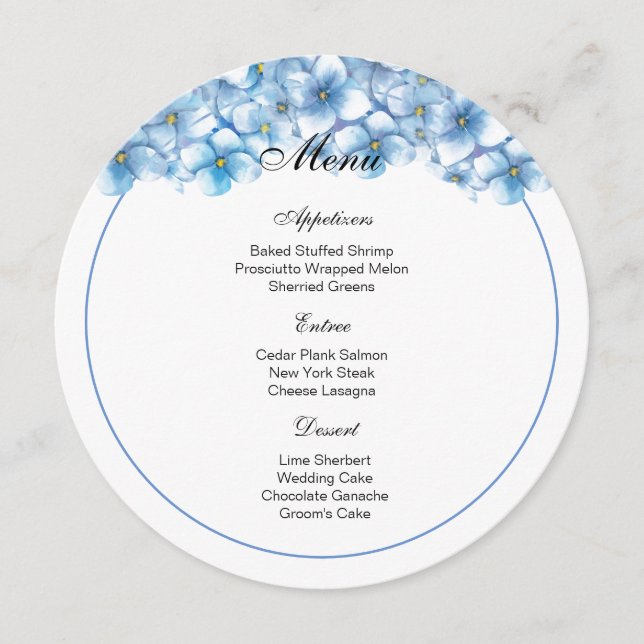 Hydrangea Menu Card (Front)