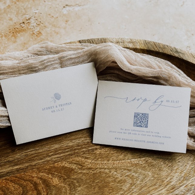 HYDRANGEA Minimalist Wedding QR Code RSVP Card (Creator Uploaded)