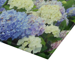 Hydrangea Mix-11x8 GLASS CUTTING BOARD