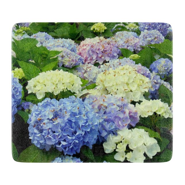 Hydrangea Mix-6x7 GLASS CUTTING BOARD (Front)