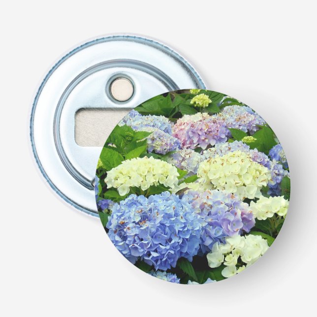 Hydrangea Mix-Round Bottle Opener (Front)