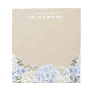 Hydrangea on Parchment From The Desk Of Notepad