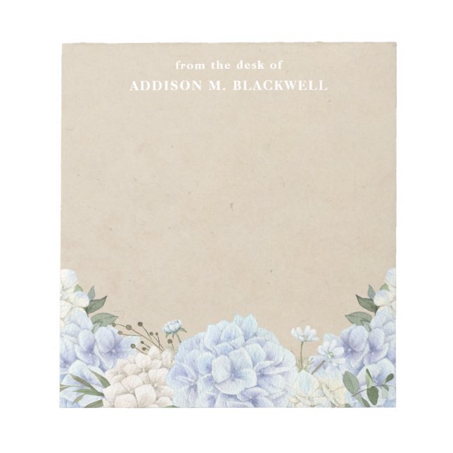 Hydrangea on Parchment From The Desk Of Notepad (Front)