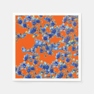 hydrangea orange and blue napkin