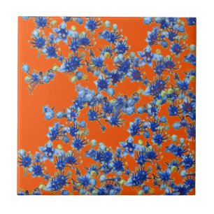 hydrangea orange and blue tile