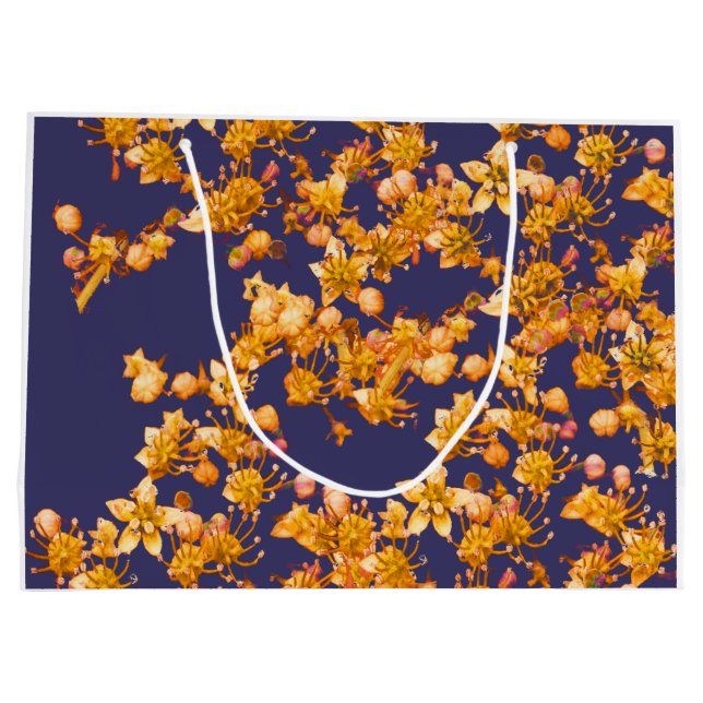 Hydrangea Orange and Navy Large Gift Bag (Back)