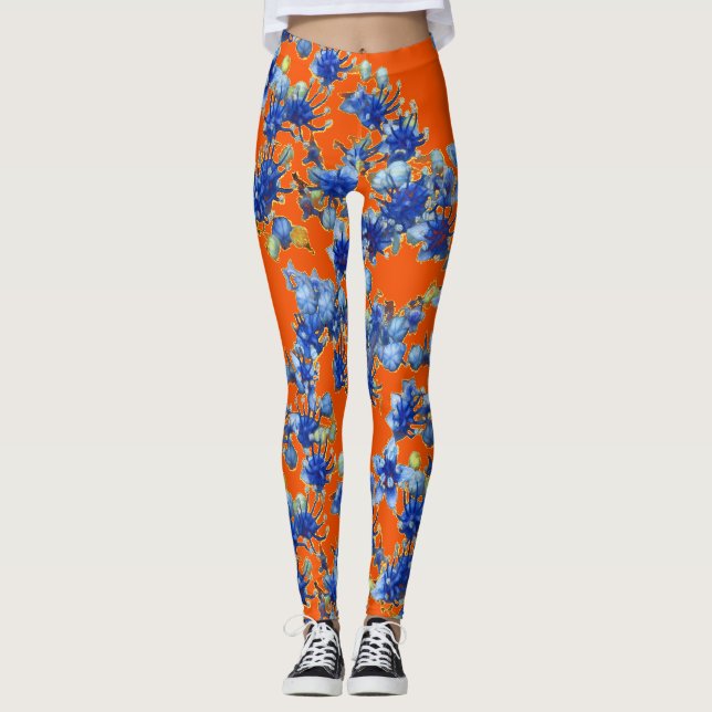 Hydrangea Orange Leggings (Front)