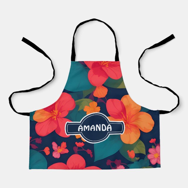 Hydrangea Pastel Colourful Personalized Pattern Apron (Front)