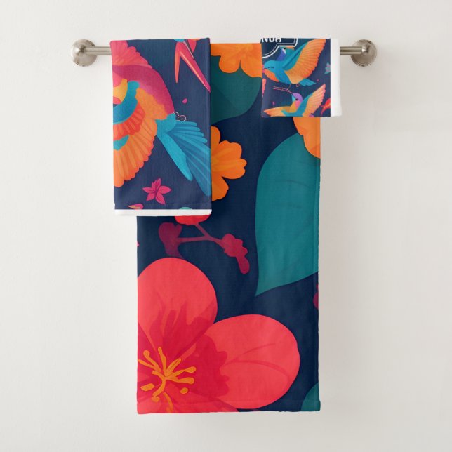 Hydrangea Pastel Colourful Personalized Pattern Bath Towel Set (Insitu)