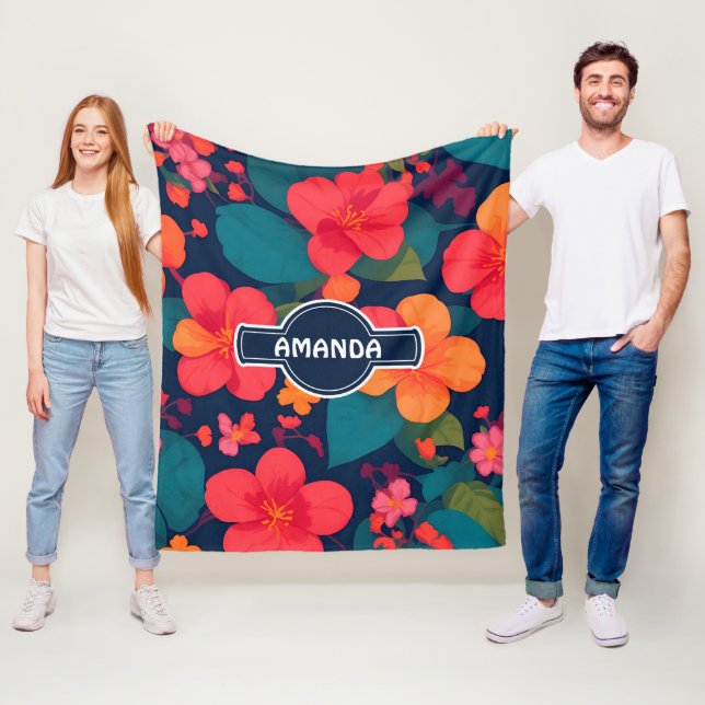 Hydrangea Pastel Colourful Personalized Pattern Fleece Blanket (In Situ)