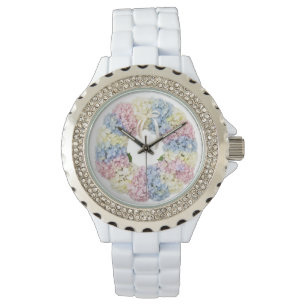 Hydrangea pastel Flower Wreath - Monogramed Watch