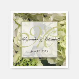 Hydrangea Personalized Monogram Wedding Napkin