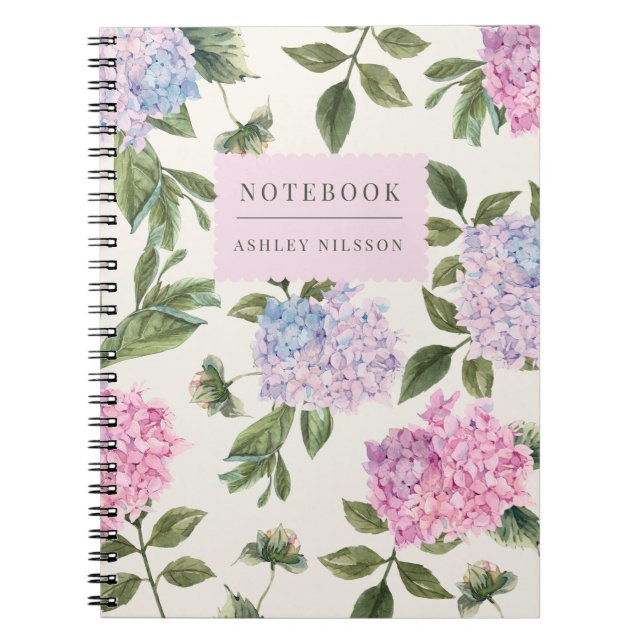 Hydrangea personalized notebook (Front)