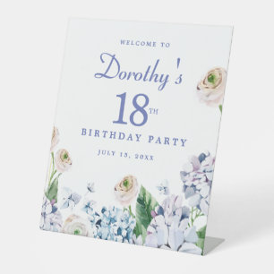 Hydrangea Rose 18th Birthday Party Welcome Sign