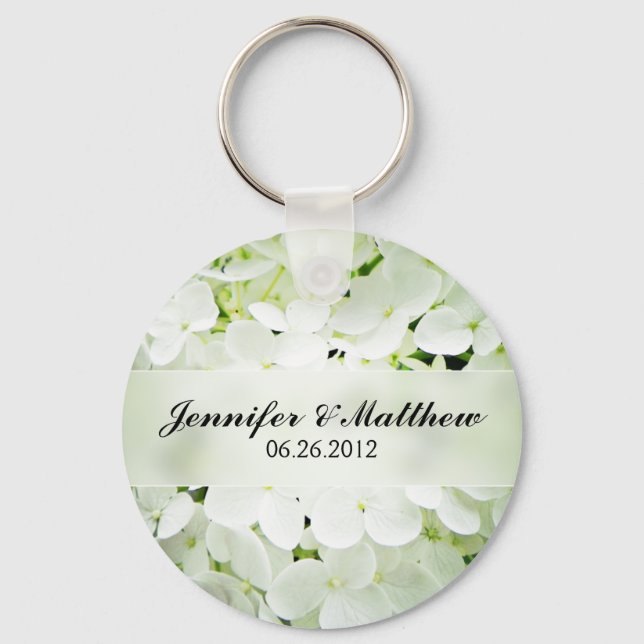 Hydrangea Round Keychain Wedding Favour (Front)