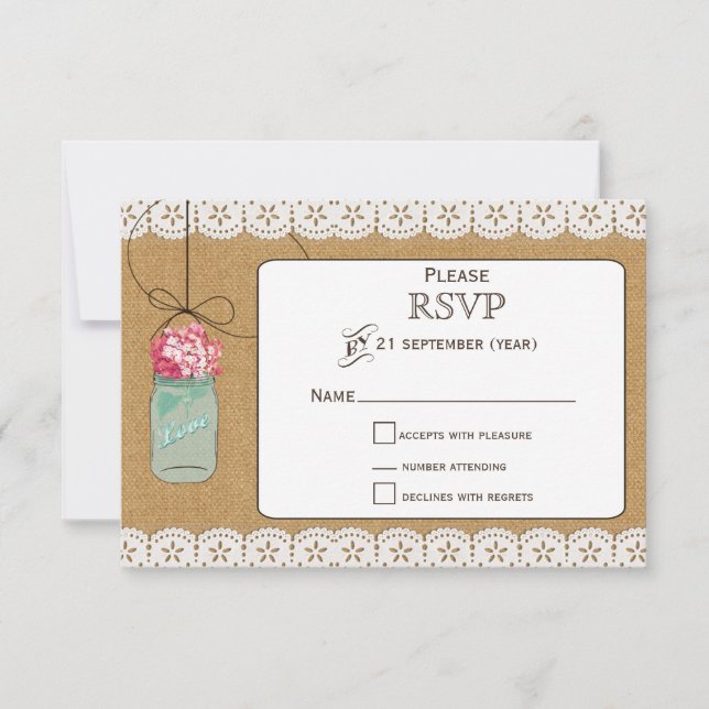 hydrangea Russe mâchoires mariage RSVP 3,5 x 5 (Devant)