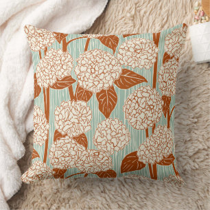hydrangea rust duck egg throw pillow