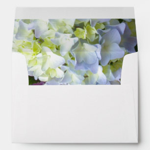 Hydrangea\s blue yellow flowers envelopes