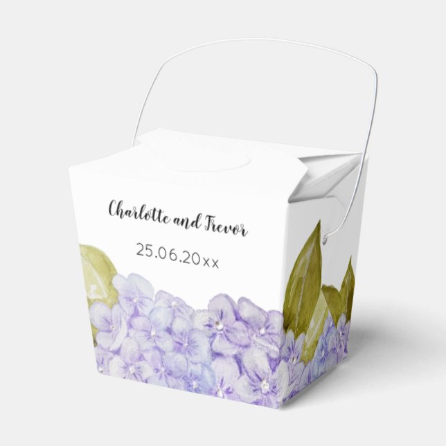 Hydrangea Shades Of Violet Blue Favor Box (Front Side)