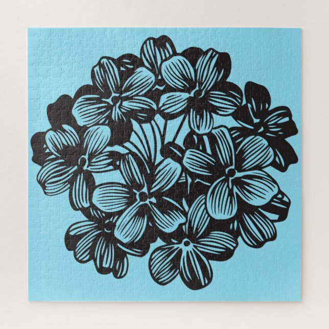 Hydrangea Sky Blue Botanical Flower Floral Jigsaw Puzzle (Vertical)