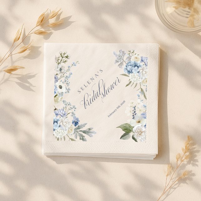 Hydrangea Thank You Card | Blue Floral Bridal Show Napkin (Creator Uploaded)