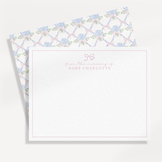 Hydrangea trellis bow nursery note card (Creator Uploaded)