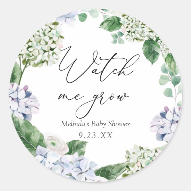Hydrangea Watch me Grow Plant Favour  Classic Round Sticker (Front)