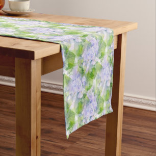 Hydrangea Watercolor Abstract Pattern Short Table Runner