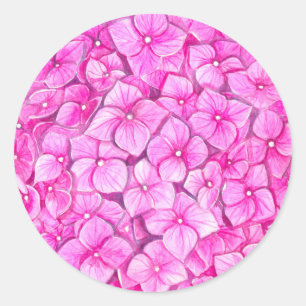 Hydrangea watercolor classic round sticker
