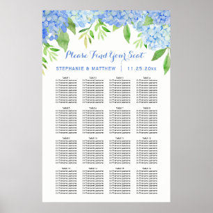  Hydrangea Watercolor Floral Wedding Seating Chart