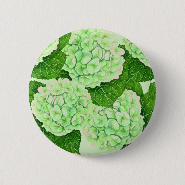 Hydrangea watercolor pattern 2 inch round button (Front)