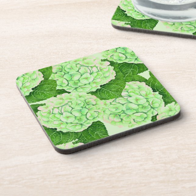 Hydrangea watercolor pattern coaster (Left Side)