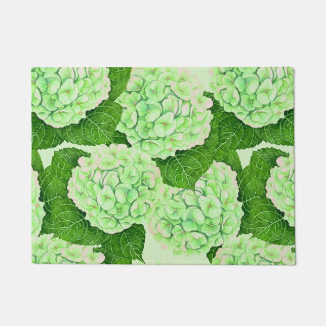 Hydrangea watercolor pattern doormat (Front)