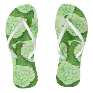 Hydrangea watercolor pattern flip flops