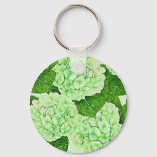 Hydrangea watercolor pattern keychain