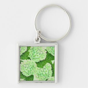 Hydrangea watercolor pattern keychain
