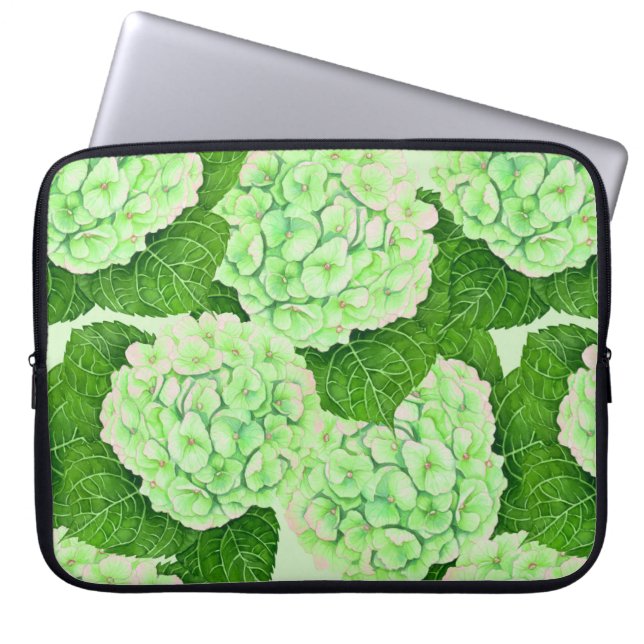 Hydrangea watercolor pattern laptop sleeve (Front)