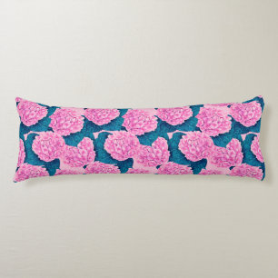 Hydrangea watercolor pattern, pink and blue body pillow