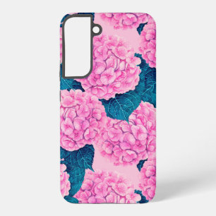 Hydrangea watercolor pattern, pink and blue samsung galaxy case