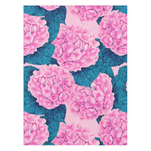 Hydrangea watercolor pattern, pink and blue tablecloth