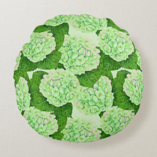 Hydrangea watercolor pattern round pillow