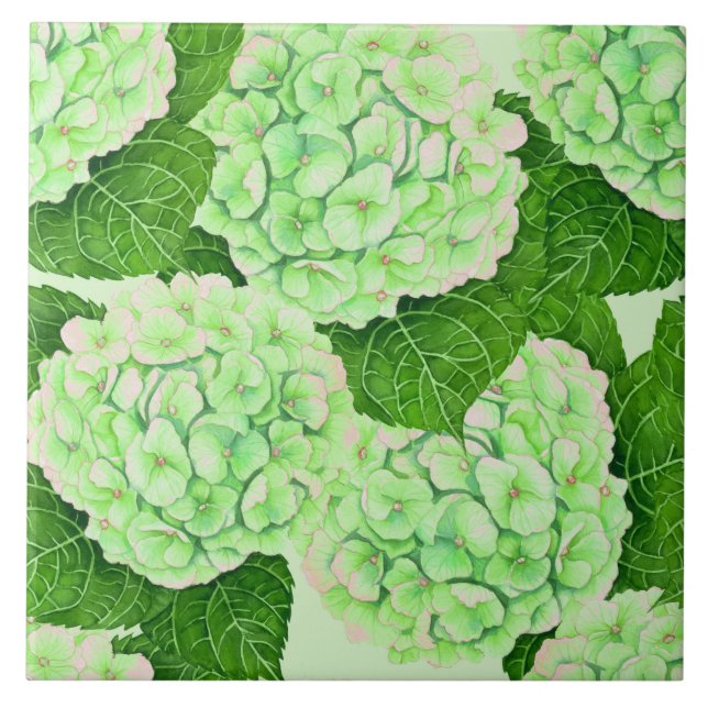 Hydrangea watercolor pattern tile (Front)