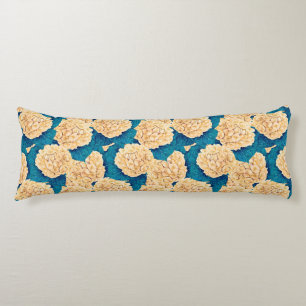 Hydrangea watercolor pattern, yellow and blue body pillow