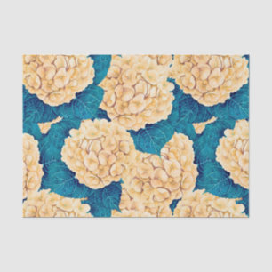 Hydrangea watercolor pattern, yellow and blue tissue paper