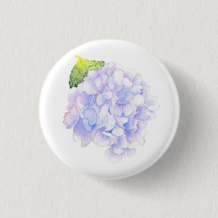 Hydrangea Watercolor Vignette 1 Inch Round Button