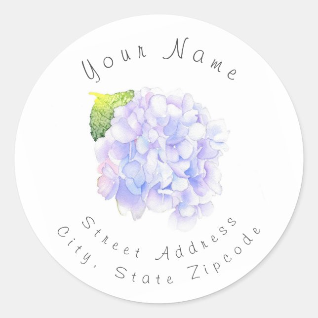 'Hydrangea Watercolor Vignette' Label (Front)